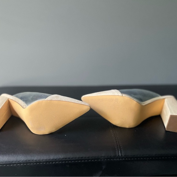 Lulu's Cream and Clear Block Heel Mules - Picture 4 of 9